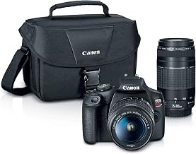 Canon EOS Rebel T7 EF18-55mm + EF 75-300mm Double Zoom KIT (Renewed) Black