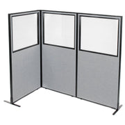 36-1/4"W x 72" H Freestanding 3-Panel Corner Room Divider with Partial Window by Global Industrial – Alloy Steel, Grey, Model 695045GY
