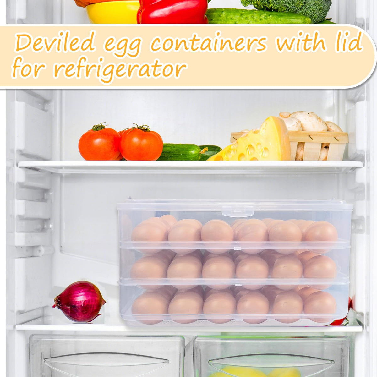 Jgalnim 3 Layer Egg Tray with Lid, Holds 72 Eggs, Clear Plastic