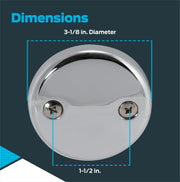 2-Hole Bathtub Overflow Face Plate with Screws by EZ-FLO – 3-1/8 in., Zinc, Chrome, Model 35245