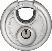 ABUS 82337 26WY/70 m 4 Keys Disc Padlock | Hardened steel shackle, drill and pull protected cylinder, 360° break protection, ideal for truck and cellar doors
