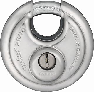 ABUS 82337 26WY/70 m 4 Keys Disc Padlock | Hardened steel shackle, drill and pull protected cylinder, 360° break protection, ideal for truck and cellar doors