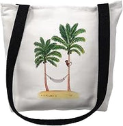 Betsydrake TY085G 18 x 18 in. Palm Trees & Monkey Tote Bag - Large Black