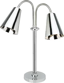 Eastern Tabletop Stainless Steel Double Sphere Lamp Warmer with Round Base and Cone Shade