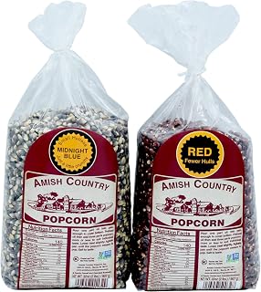 Amish Country Popcorn 2-2 lb Bags | 2 lb Bag Red Popcorn Kernels & 2 lb Bag Midnight Blue Popcorn Kernels | Old Fashioned, Non-GMO and Gluten Free