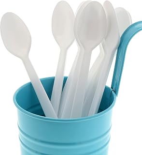 AmerCareRoyal Unwrapped Disposable Polystyrene Plastic Soda Spoons for Restaurants and Catering, 7.8", White, Pack of 1000