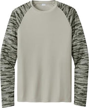 SPORT-TEK Unisex Drift Camo Colorblock Long Sleeve Tee | Athletic Fit Workout T-Shirt for Men & Women