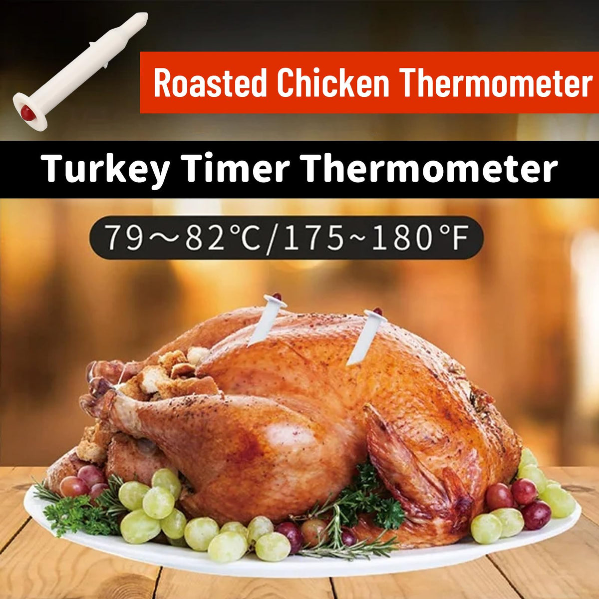Ktsxxops Poultry Timer, Pop Up Meat Thermometer, Red, Pack of 20