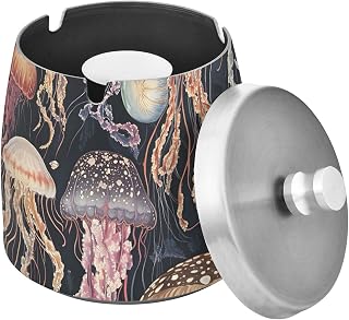 Various Jellyfish Splash Ashtray with Lid, Outdoor Ashtrays for Patio