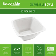 Responsible Products 48 oz (50 Count) / Classic White / Casual Bowls