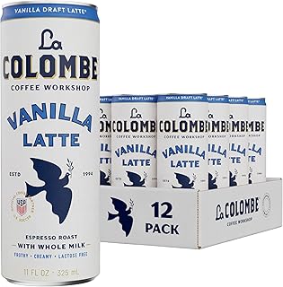 La Colombe Coffee, Vanilla Draft Latte, 11 fl oz Cans (Pack of 12), Coffeehouse Quality Cold Brew, Specialty Grade Coffee Beans, Ready-to-Drink On-the-Go