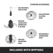 Food Processor with 4-Quart Capacity & Continuous-Feed by Waring – 4-Quart, Plastic, Black, Model WFP16SC