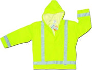 MCR Safety 500RJHM Luminator Class 3 Polyester/Polyurethane Jacket with Attached Hood and 3M Silver Reflective Stripes, Lime Green, Medium