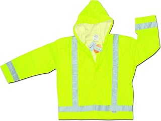 MCR Safety 500RJHM Luminator Class 3 Polyester/Polyurethane Jacket with Attached Hood and 3M Silver Reflective Stripes, Lime Green, Medium