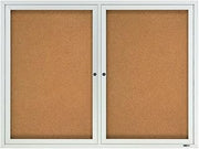 ACCO Brands Quartet Enclosed Indoor Cork Bulletin Board with Hinged Doors - Enclosed Bulletin Board, Natural Cork/Fiberboard, 48 x 36, Aluminum Frame