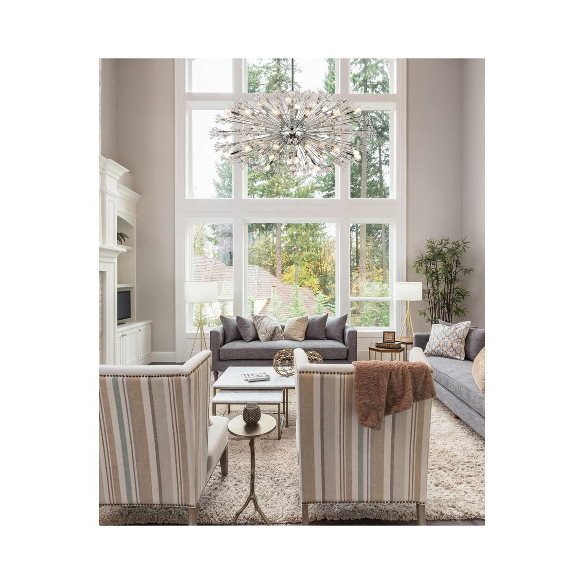 Vera 38 Light Pendant by Lighting Design – Metal, Clear, Model 2550D48C