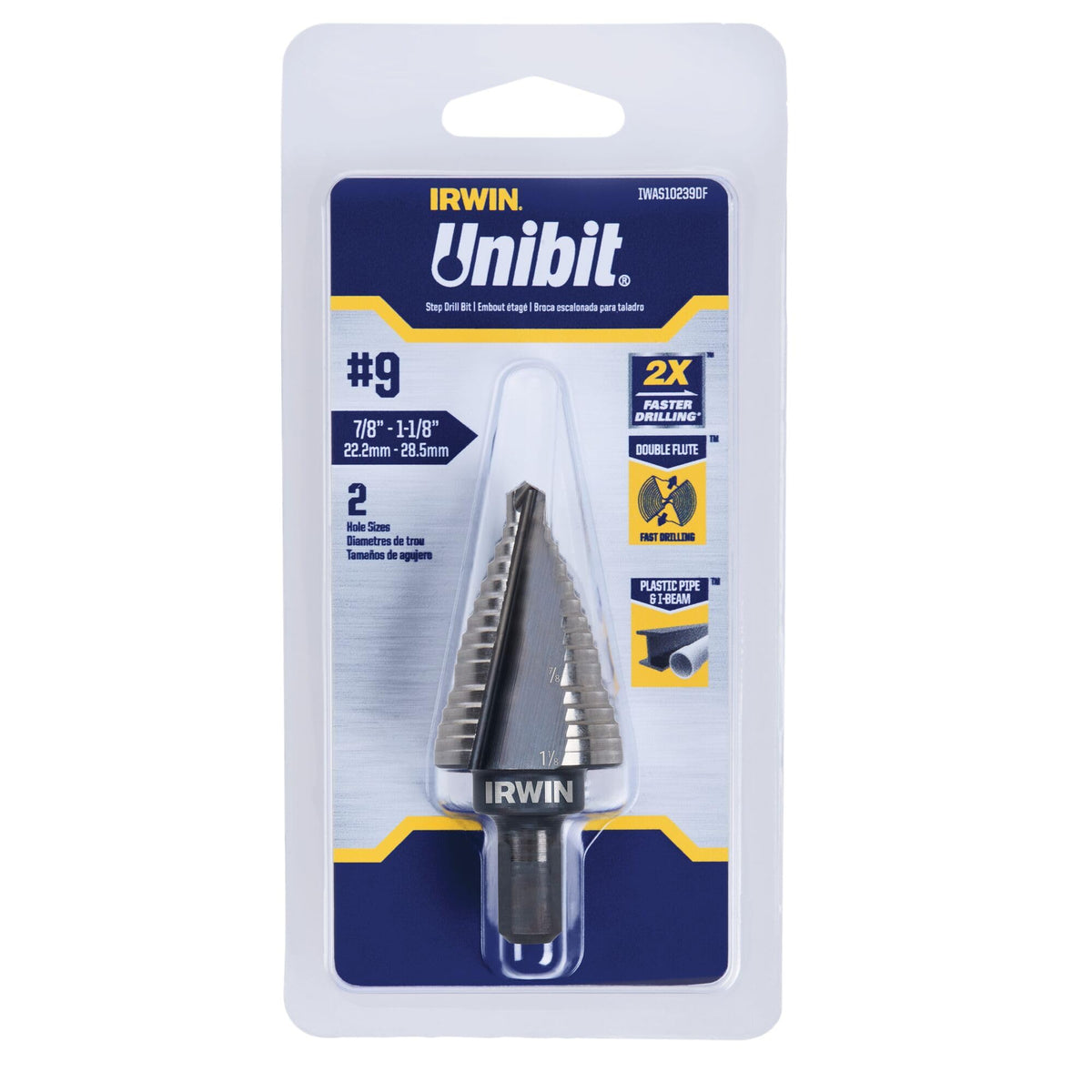 Unibit #9 Df 7/8 and 1 1/8" 2 Sz () by IRWIN – 7/8 and 1 1/8", Navy, Grey, Model IWAS10239DF