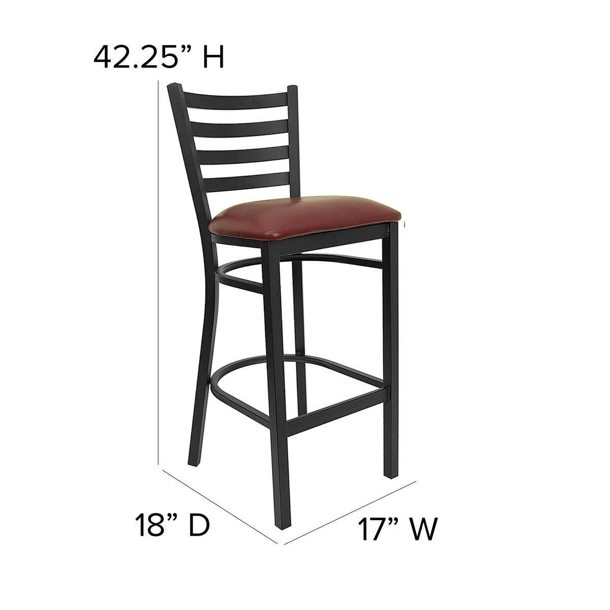 Flash Furniture Burgundy Vinyl Seat/Black Metal Frame / Set of 1 / Traditional Barstools