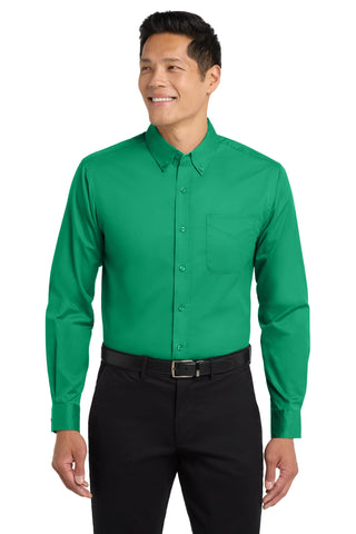 Men's Easy Care Long Sleeve Button-Down Shirt by Port Authority – Large, Cotton,Steel,Stone, Court Green, Model S608