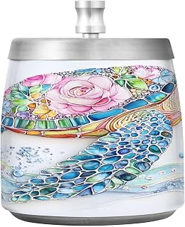 Sea Turtle Floral Splash Ashtray with Lid, Outdoor Ashtrays for Patio