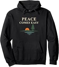 Peace Comes Easy Lakeside Sunset Pine Reflection Graphic Pullover Hoodie
