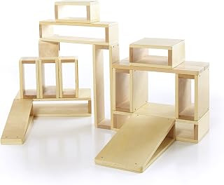 Guidecraft Jr. Hollow Blocks - Set of 16: S.T.E.M Learning & Educational Game for Children; Wooden Building Toy