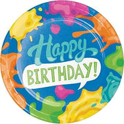 Creative Converting Paint Splatter Happy Birthday Dinner Plates, 8 Count