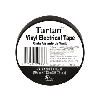 "Tartan" Vinyl Black Plastic Electrical Tape by 3M – 49656 inches, Vinyl, Black, Model 49656