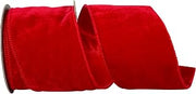 Reliant Ribbon Luxe Plush Velvet, Red, 4 Inch, 10 Yards