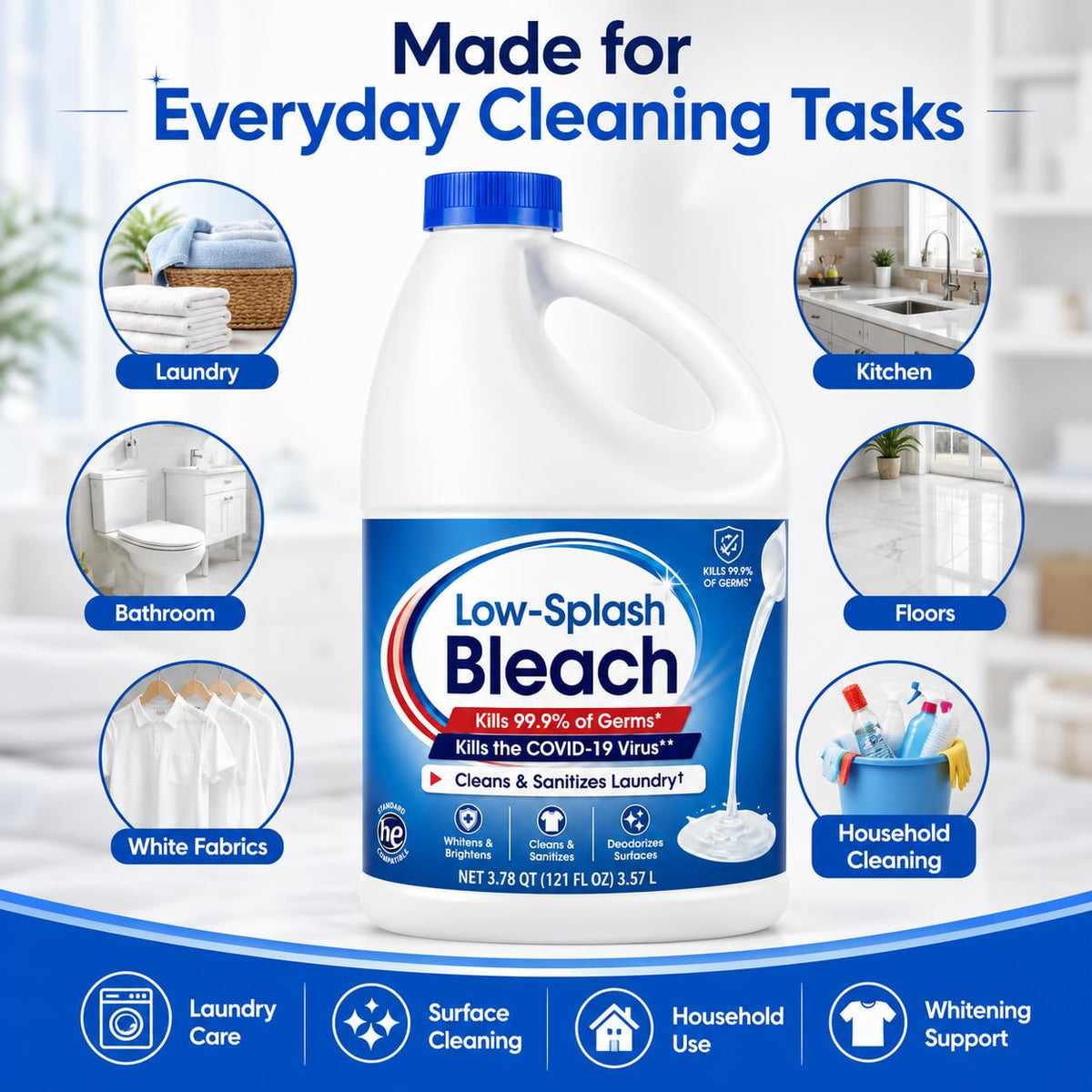 Low-Splash Bleach by Generic – 121 Fl Oz (Pack of 1)