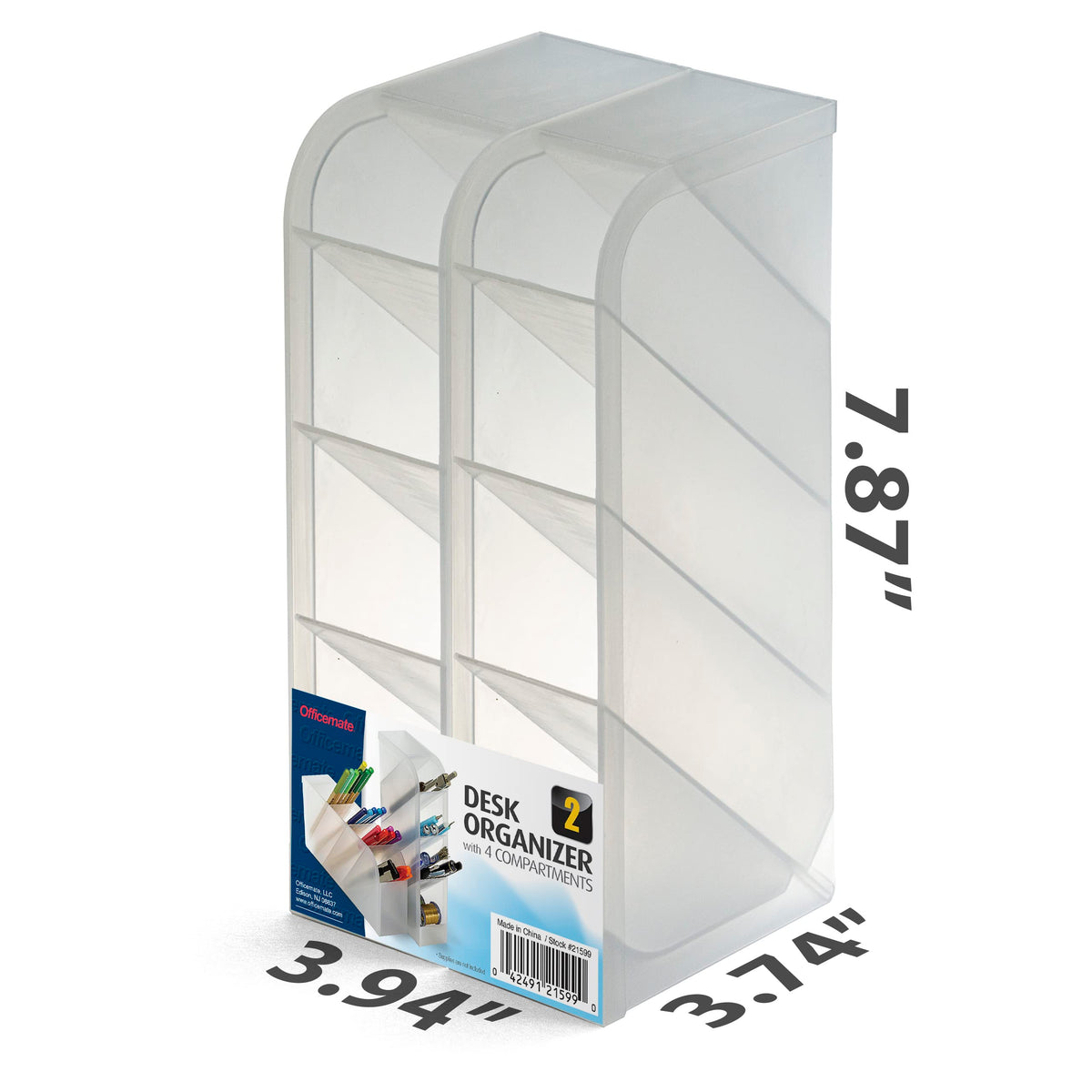 Desk Organizer Set by Officemate – 8" x 8" (Rectangular), 8 unknown_modifier, PP plastic, Translucent, Model 21542
