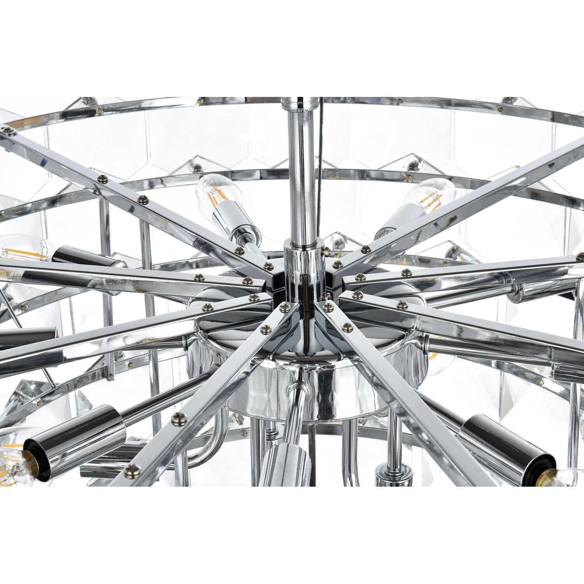 Adaline 15 Light Chandelier Chrome by Lighting Design – Iron and Crystal, Chrome