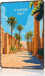 Luxor Egypt Travel Landscape Vintage Aluminum Metal Sign 8 x 12 Inch | Vintage Landscape Wall Decor for Home, Living Room, Office, Cafe, Travel Gift for Egypt Fans