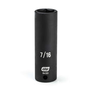 1/4" Drive 6 Point Deep Impact SAE Socket 7/16" by GEARWRENCH – One Size, Alloy Steel, Manganese Phosphate, Model 84133