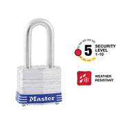 Master Lock Silver / 1-1/2" shackle / 4 Pack, Keyed-Alike Keyed Padlocks