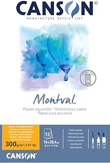 Canson Montval, Watercolor Paper, Fine Grain, 300gsm, Sheet, 16x28.5cm, Natural White