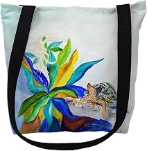 Betsydrake TY1071G 18 x 18 in. Turtle & Lily Tote Bag - Large Black