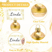 Whaline Ball Ornament Place Card Holders, Gold Snowflake, 12 Pack