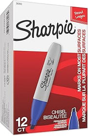 Sharpie Permanent Markers, Broad, Chisel Tip, 12-Pack, Blue (38203)