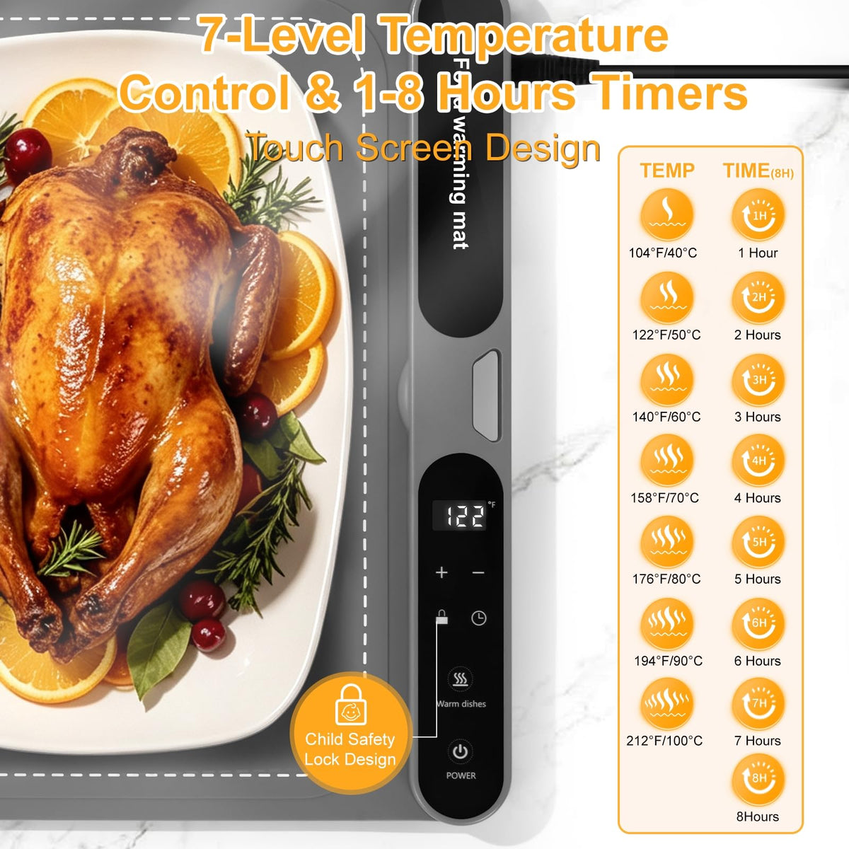 Ntoaujao Electric Warming Mat, 47x15 Inch Flexible Pad with 7 Temperatures and Timer, Gray