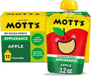 Mott's No Sugar Added Applesauce, Made from Real Fruit, No Artificial Flavors, 3.2 Oz Clear Pouches, 12 Pack