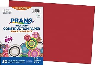 Prang (Formerly SunWorks) Construction Paper, Holiday Red, 12" x 18", 50 Sheets
