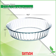 Simax Borosilicate Glass Pie Dish, 10.25 Inch Deep Round, Clear