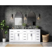 Elegant Kitchen and Bath Alden 84" Double Bathroom Vanity in White by Elegant Lighting – 84" W x 35" H x 22" D, Wood, White, Model VF29784DWH