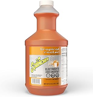 Sqwincher Electrolyte Liquid Concentrate, Tropical Cooler 64 oz Jug, 6 Pack | Electrolyte liquid concentrate supports hydration; mix with water; each 64 oz bottle makes 5 gallons for high volume use