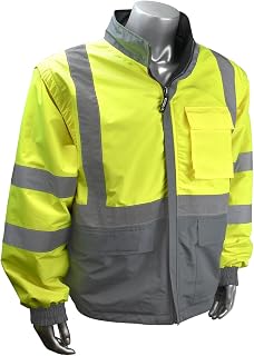 Radians SJ07-3ZGD Reversible Windbreaker with Zip-Off Sleeves Hi-Viz Green
