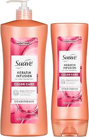 Suave Conditioner, Keratin Infusion Color Care 2-Size Bundle – pH-Balanced, Anti-Frizz Products, Hair Strengthening Moisture