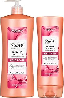 Suave Conditioner, Keratin Infusion Color Care 2-Size Bundle – pH-Balanced, Anti-Frizz Products, Hair Strengthening Moisture