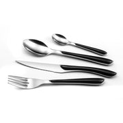 ECLAT Cutlery Set by Amefa – 32 Piece Cutlery Set for 8 People, Stainless Steel 18 0 Double injection Acrylonitrile Butadiene Styrene SAN, Black, Model 2214AAMBA1D20
