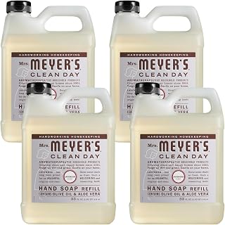 Mrs. MEYER'S CLEAN DAY Hand Soap Refill, Made with Essential Oils, Lavender, 33 fl. (Pack of 4)